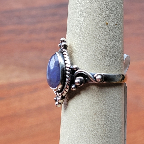 Tanzanite Handmade Pear Shape Sterling Silver Size 6.5 Ring - Picture 3 of 8